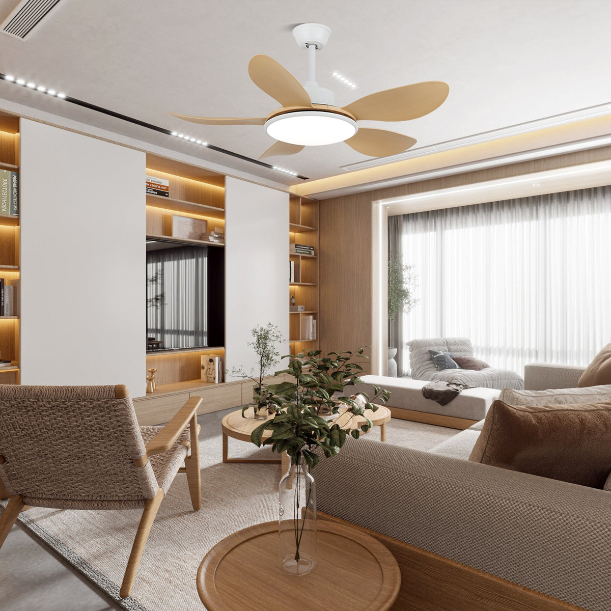 Tirenor Deckenventilator mit Beleuchtung aus Holz