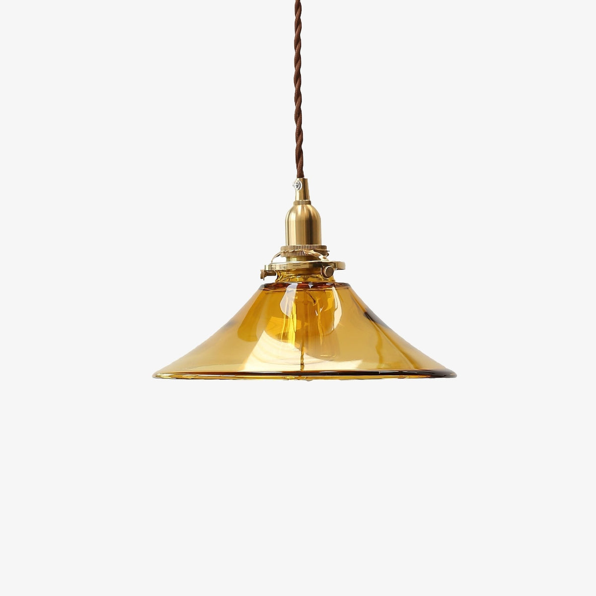 Pila Pendelleuchte Bernstein Glas Messing Vintage Essbereich