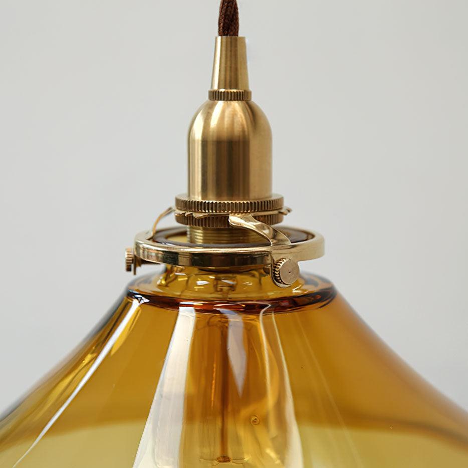 Pila Pendelleuchte Bernstein Glas Messing Vintage Essbereich