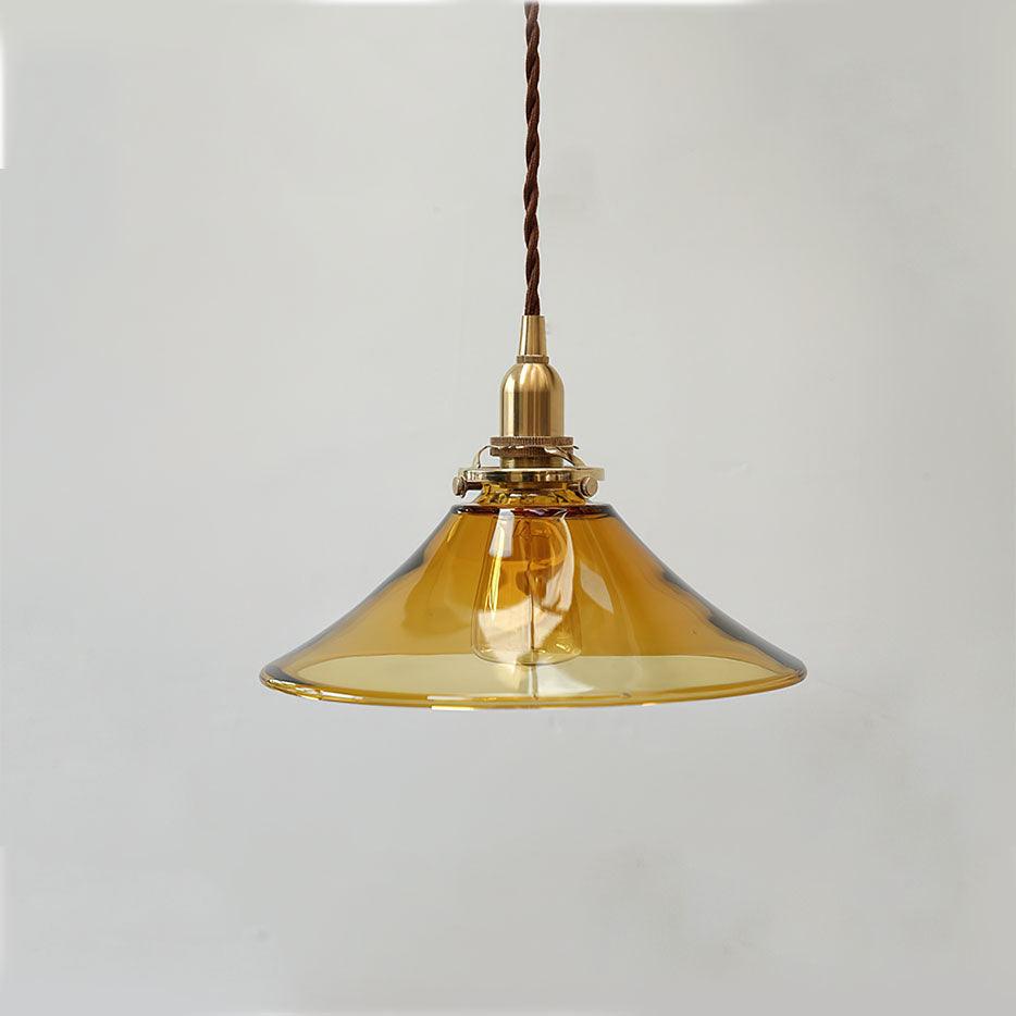 Pila Pendelleuchte Bernstein Glas Messing Vintage Essbereich