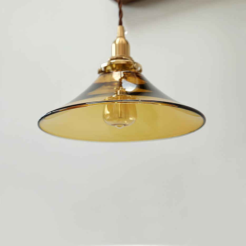 Pila Pendelleuchte Bernstein Glas Messing Vintage Essbereich