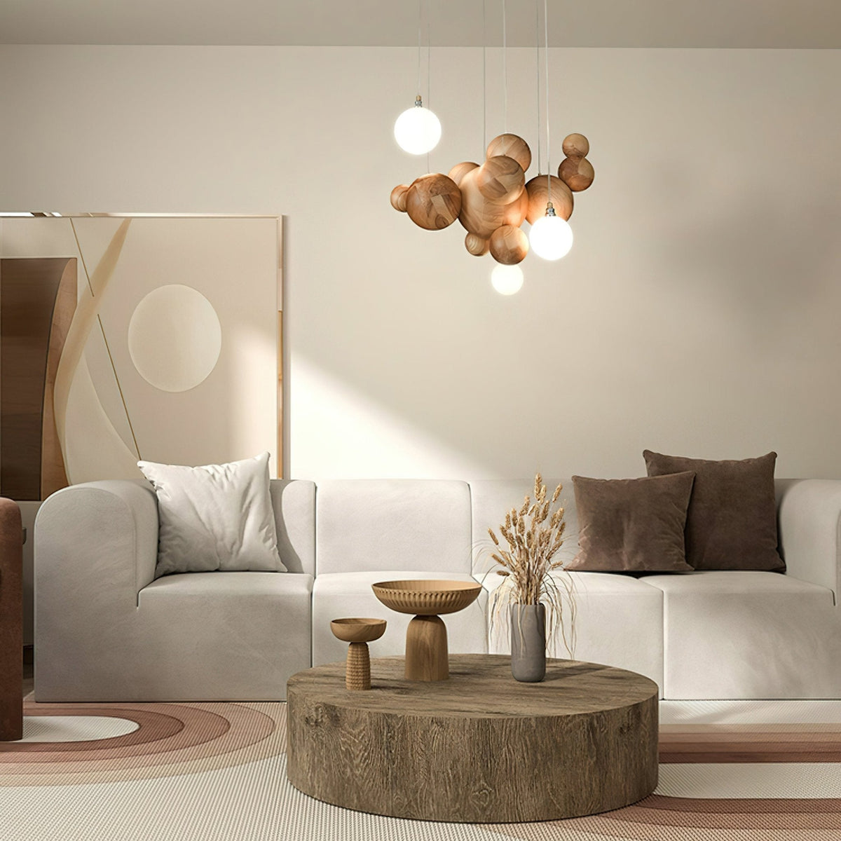 Elveraria Kronleuchter Holz & Acryl Blasenball-Cluster