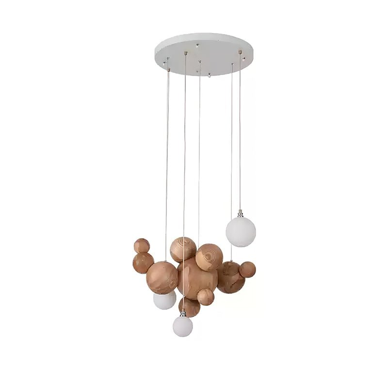 Elveraria Kronleuchter Holz & Acryl Blasenball-Cluster