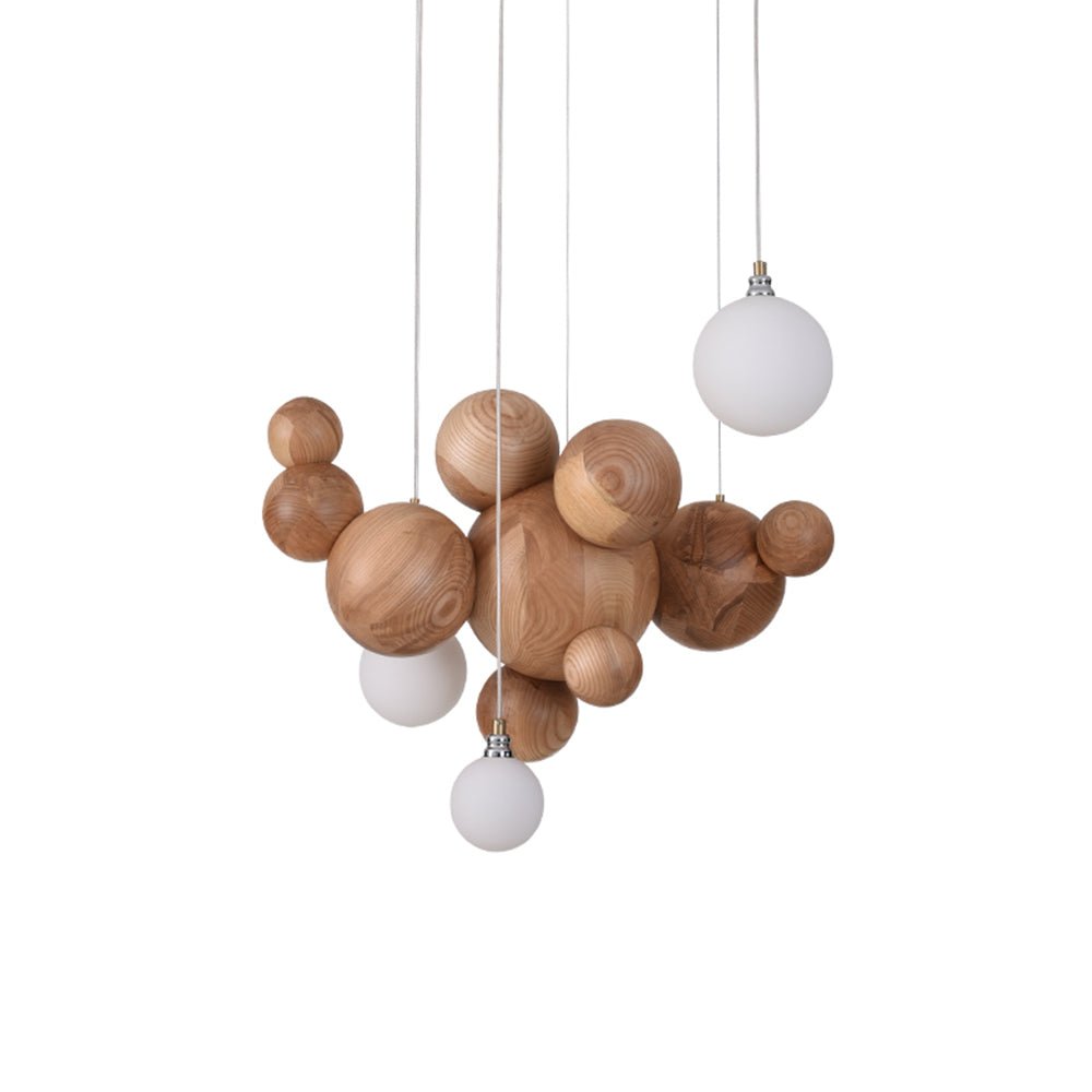 Elveraria Kronleuchter Holz & Acryl Blasenball-Cluster