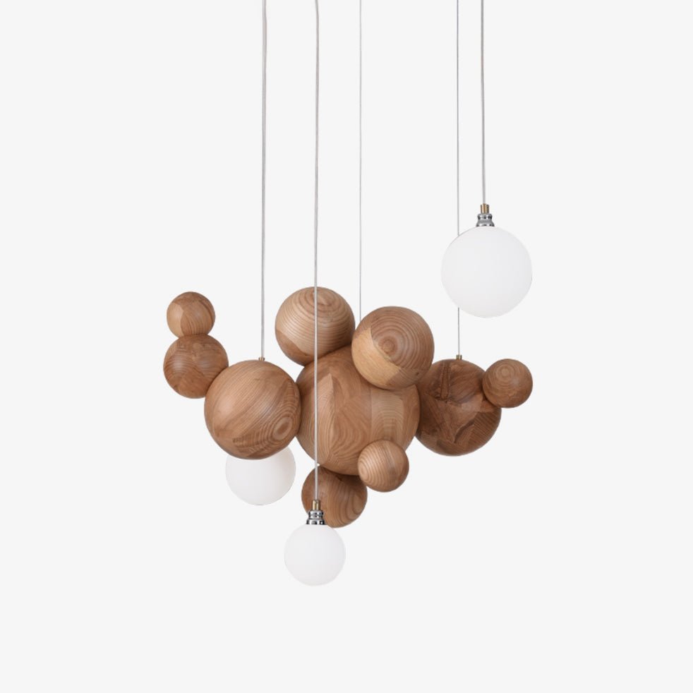 Elveraria Kronleuchter Holz & Acryl Blasenball-Cluster