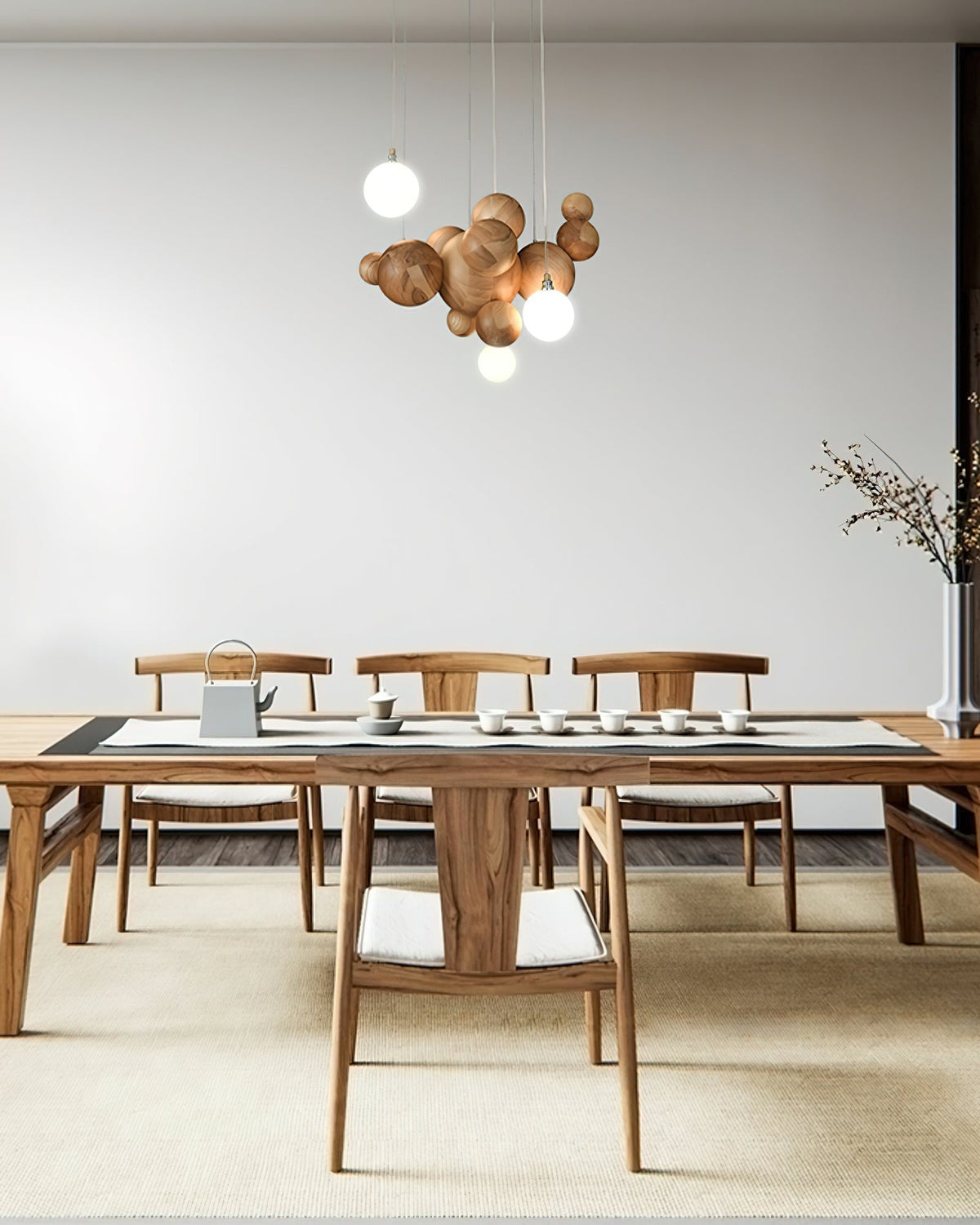 Elveraria Kronleuchter Holz & Acryl Blasenball-Cluster
