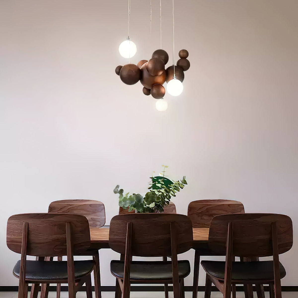 Elveraria Kronleuchter Holz & Acryl Blasenball-Cluster