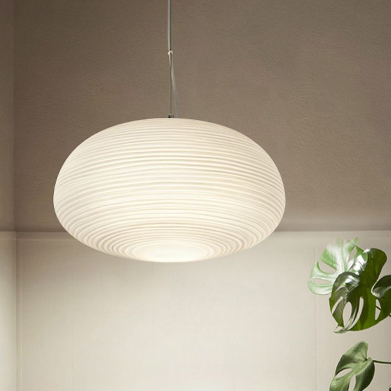 Ritta Designer Einfache LED Pendelleuchte Weiß Schlafzimmer Glas/Metall 3 Größen