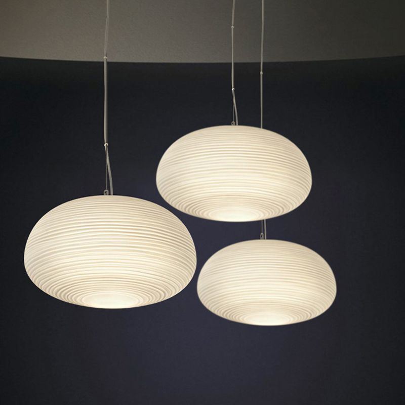 Ritta Designer Einfache LED Pendelleuchte Weiß Schlafzimmer Glas/Metall 3 Größen