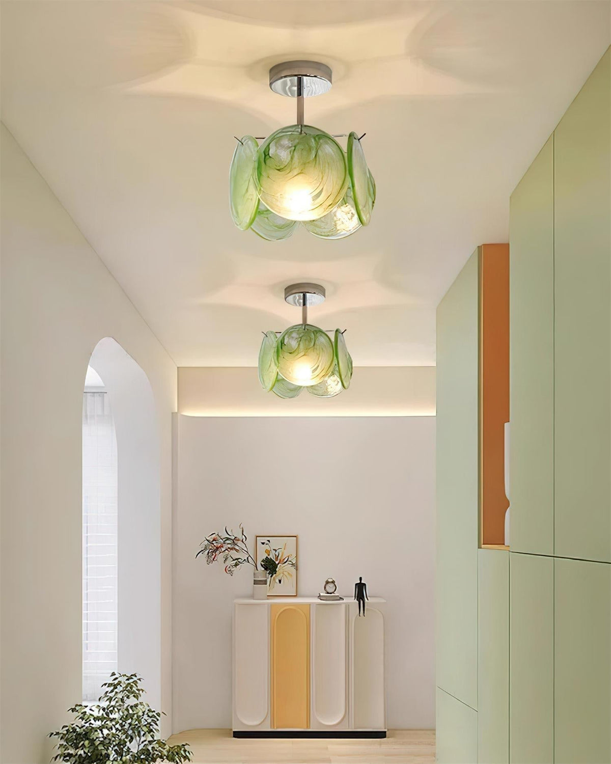 Lenira Deckenleuchte aus Kunstglas in Blau, modern