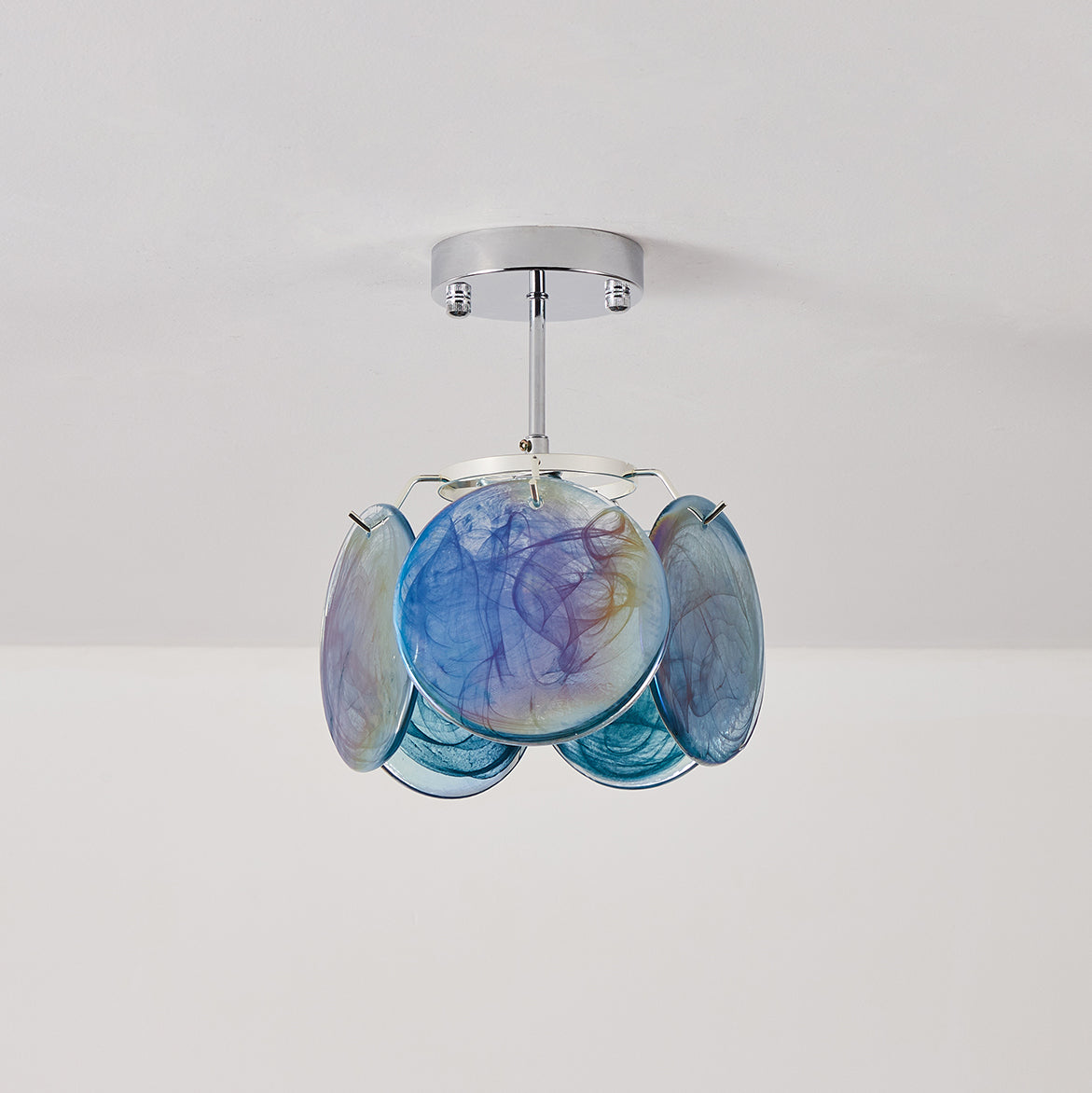 Lenira Deckenleuchte aus Kunstglas in Blau, modern