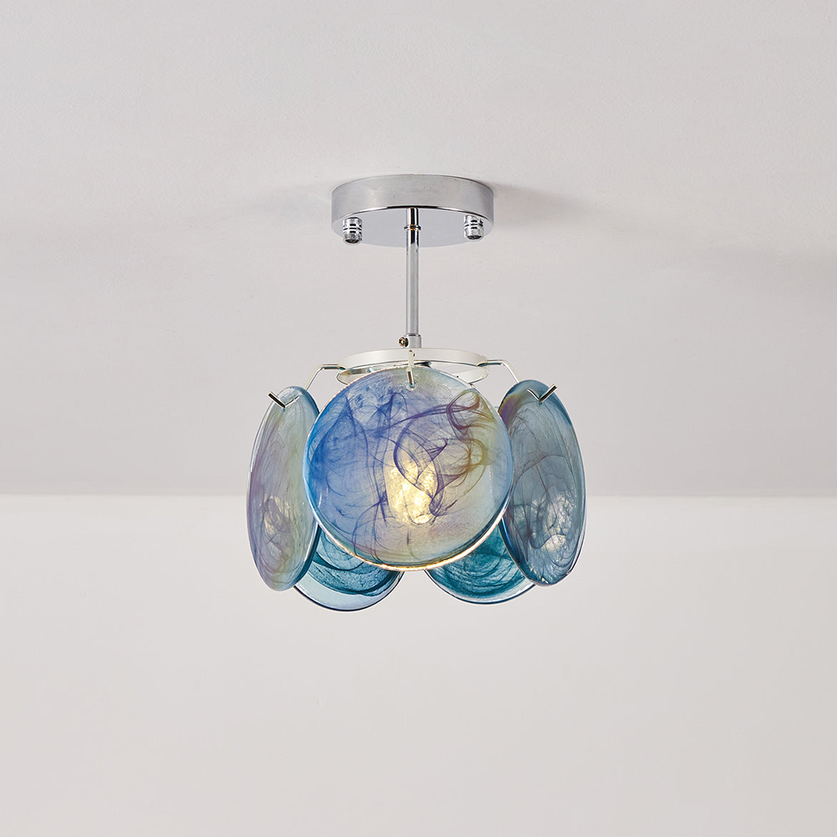 Lenira Deckenleuchte aus Kunstglas in Blau, modern