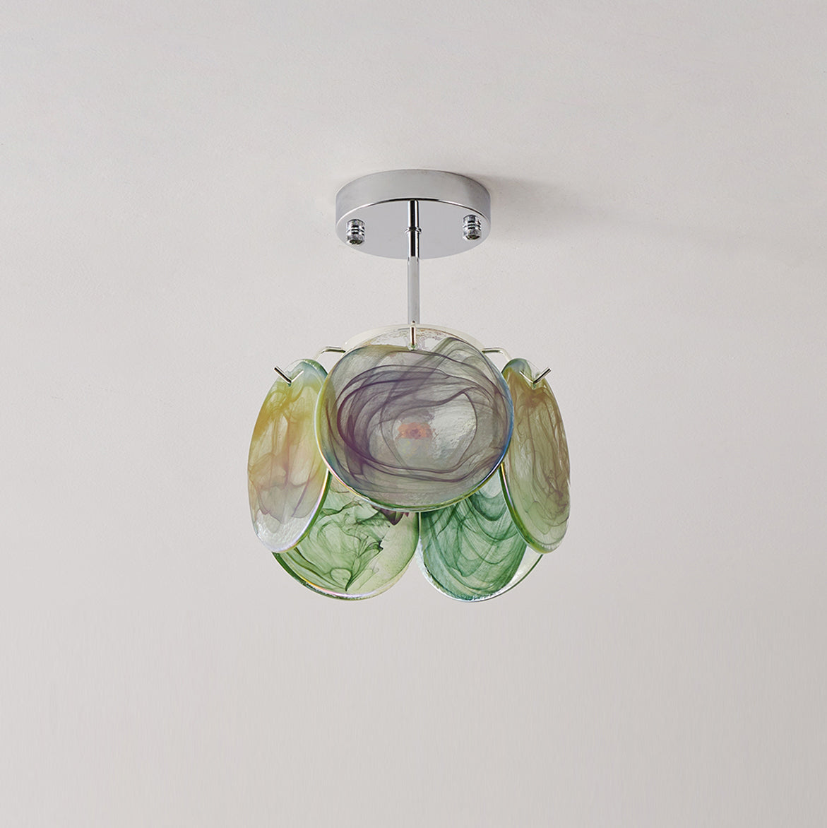 Lenira Deckenleuchte aus Kunstglas in Blau, modern