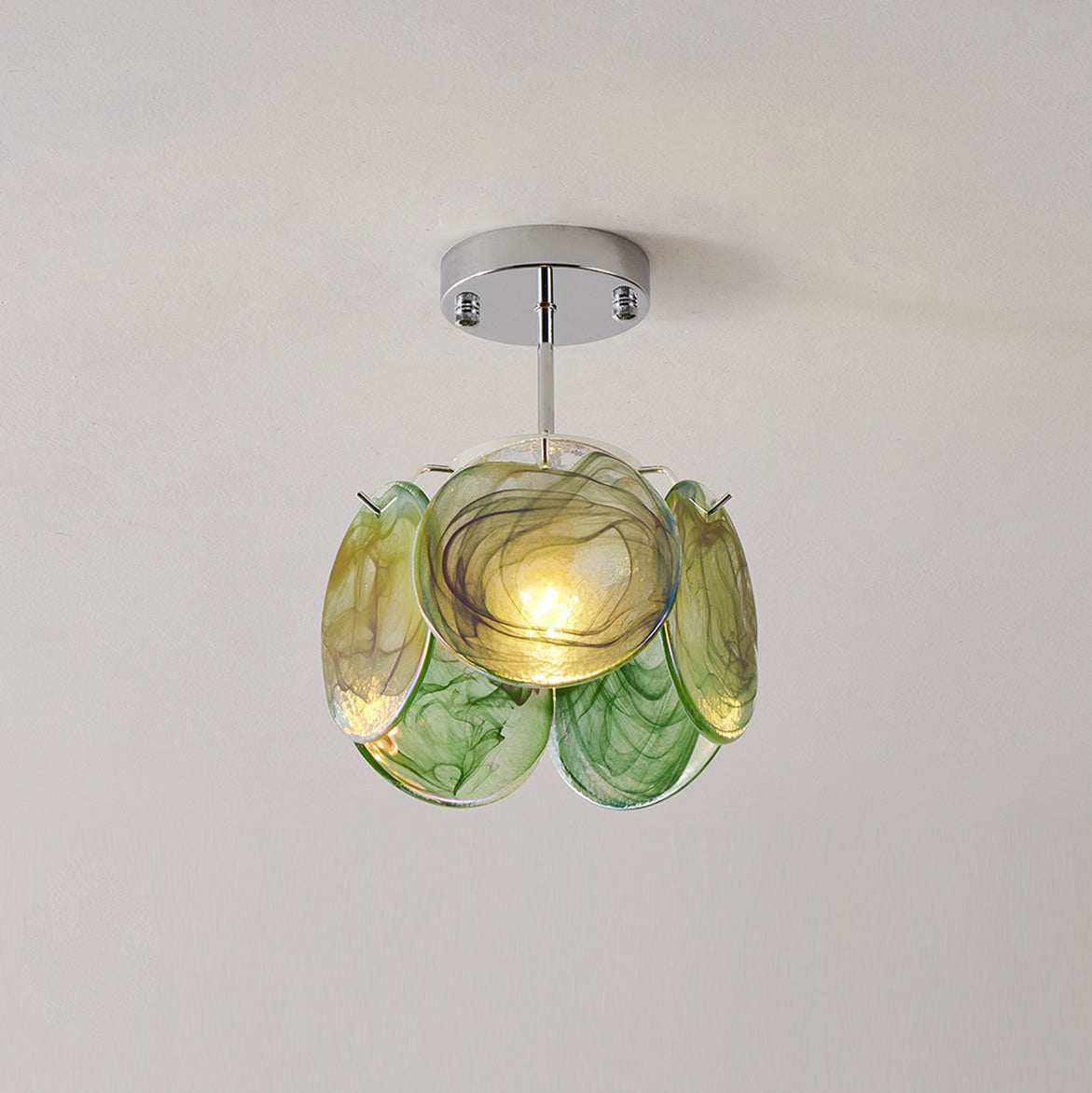 Lenira Deckenleuchte aus Kunstglas in Blau, modern