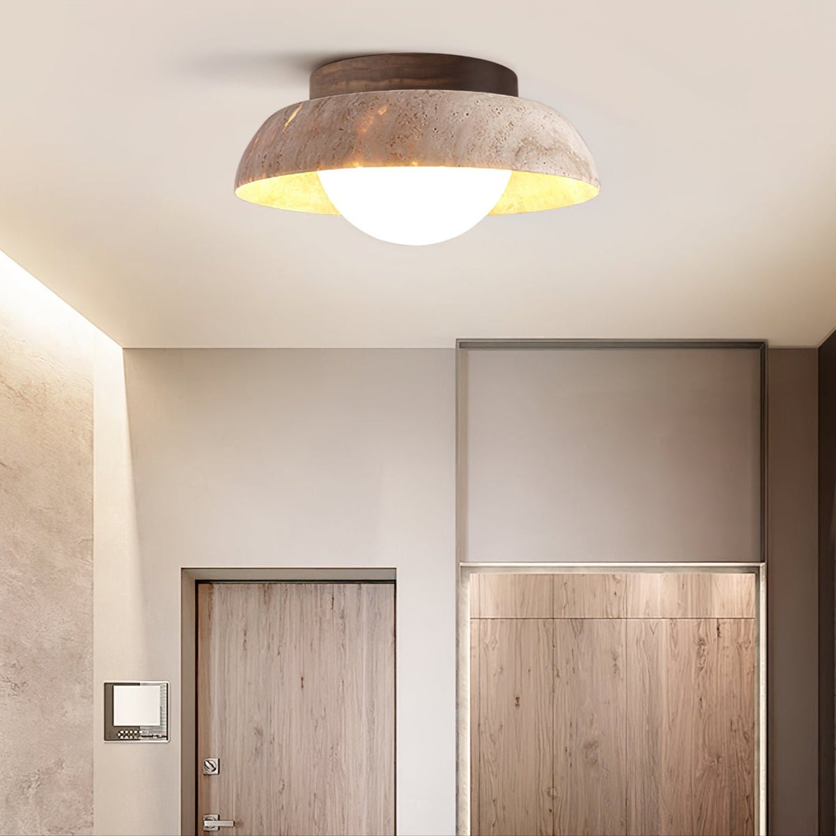 Anya Disc-Dome Travertine Deckenleuchte