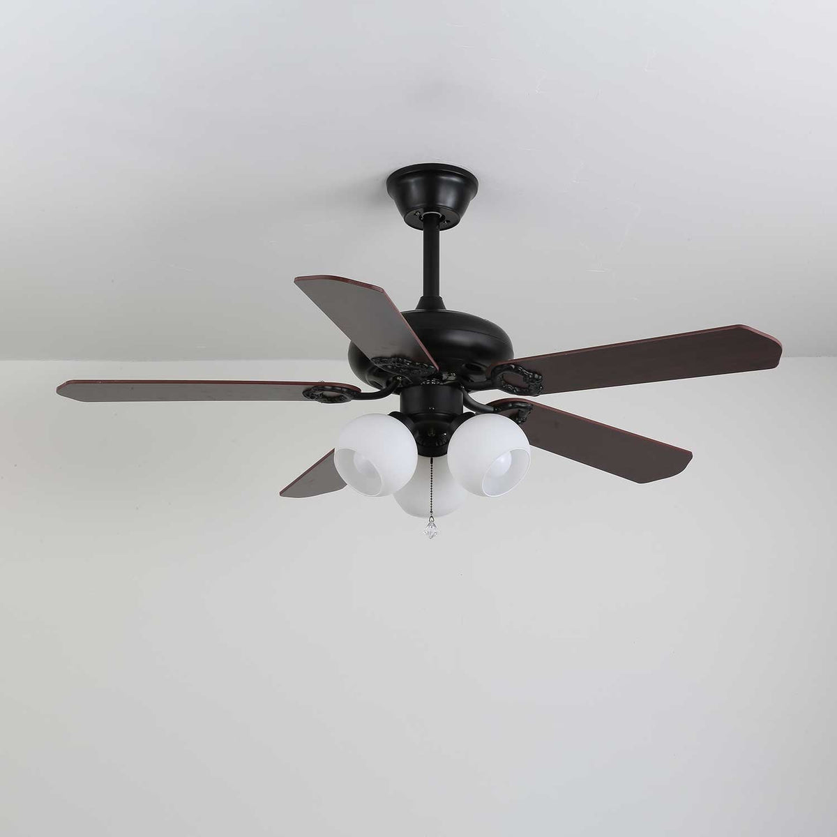 Calviera Vintage Holz-Glas-Deckenventilator mit Beleuchtung