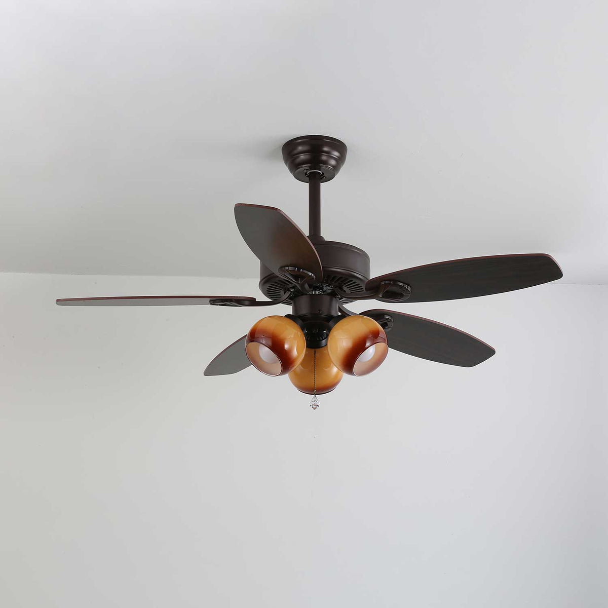 Calviera Vintage Holz-Glas-Deckenventilator mit Beleuchtung