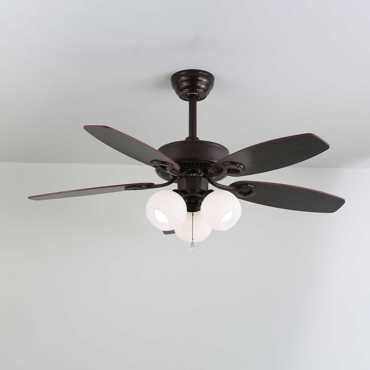 Calviera Vintage Holz-Glas-Deckenventilator mit Beleuchtung