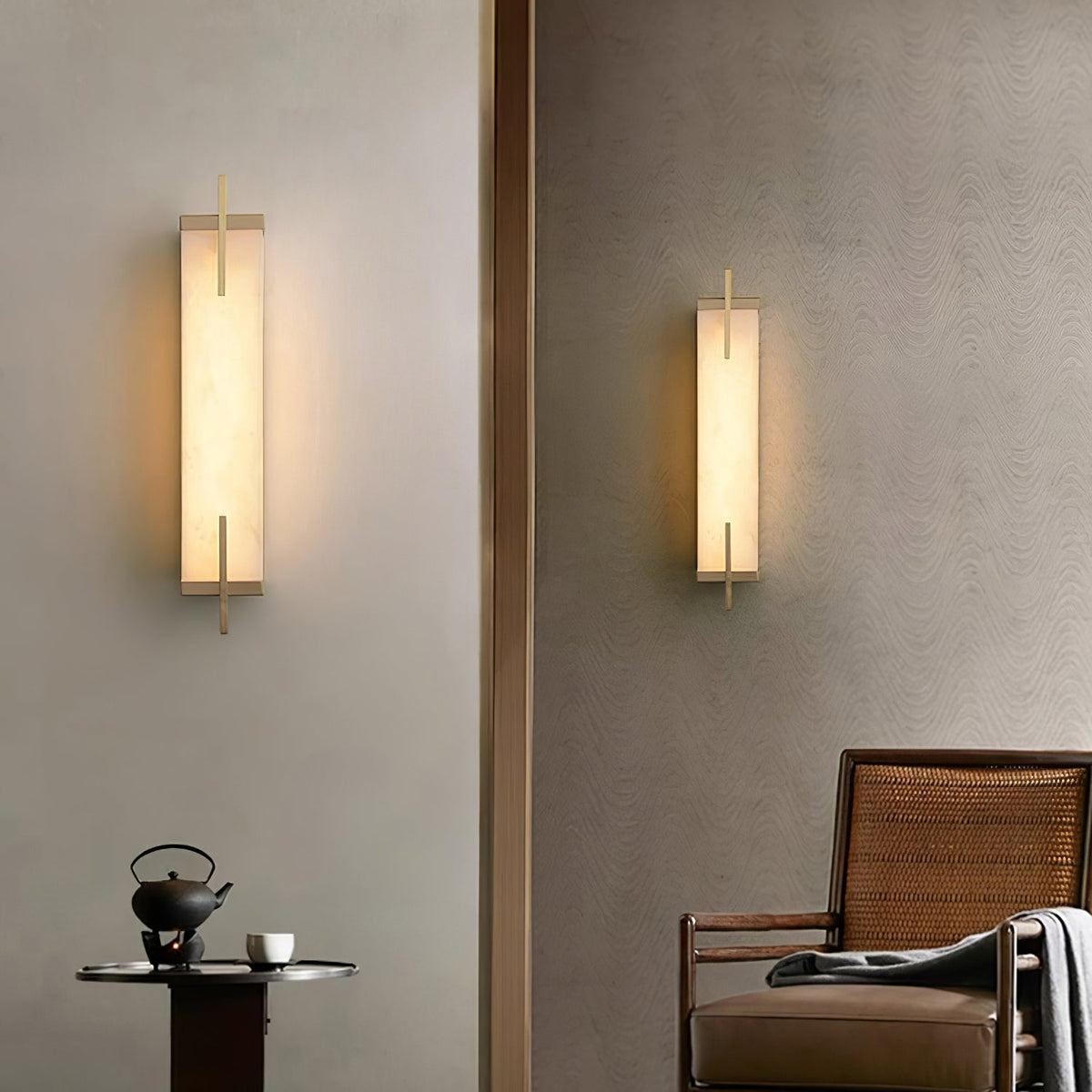 Komino rechteckige Wandleuchte aus Alabaster