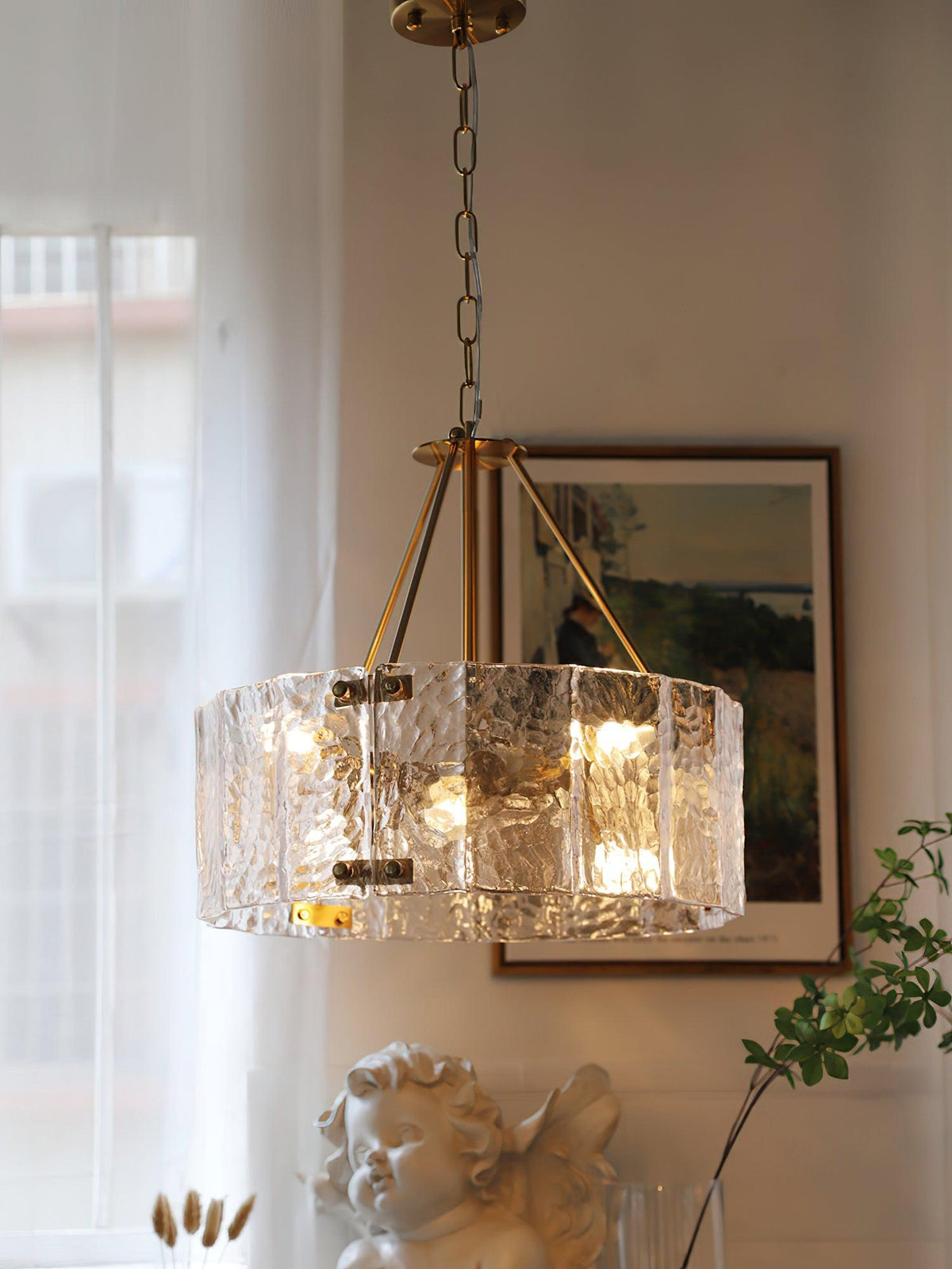 Eirorian Kronleuchter Calvert Transparentes strukturiertes Glas