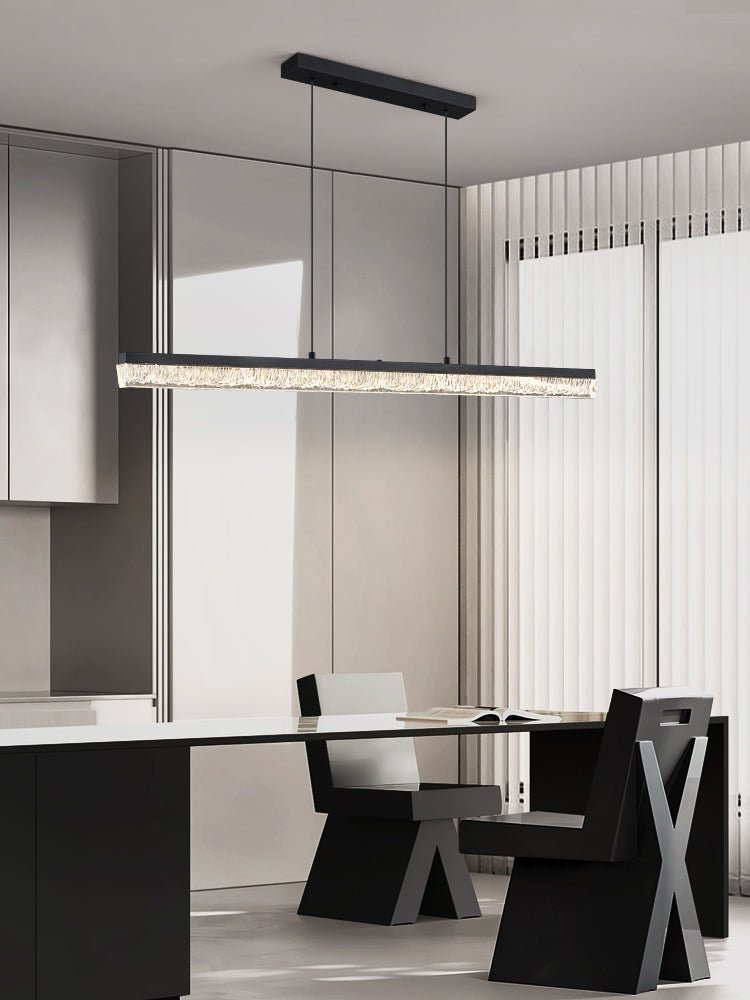 Veluielle Pendelleuchte Schwarz Acryl Linear