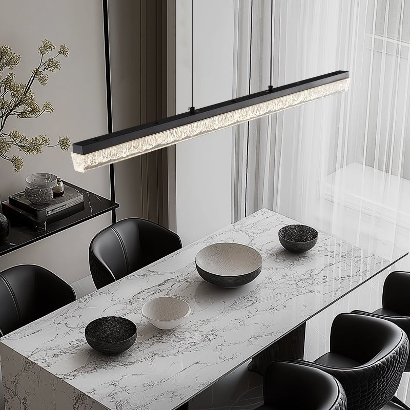 Veluielle Pendelleuchte Schwarz Acryl Linear