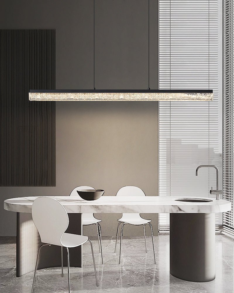 Veluielle Pendelleuchte Schwarz Acryl Linear