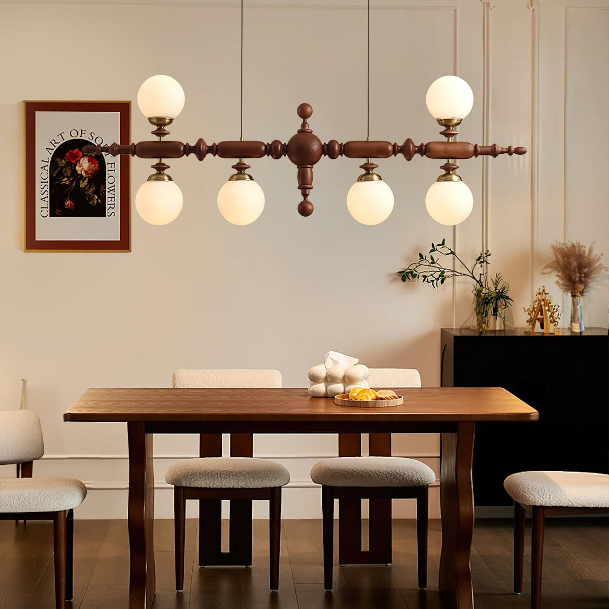 Isilira Classic Holz-Glas lineare Pendelleuchte