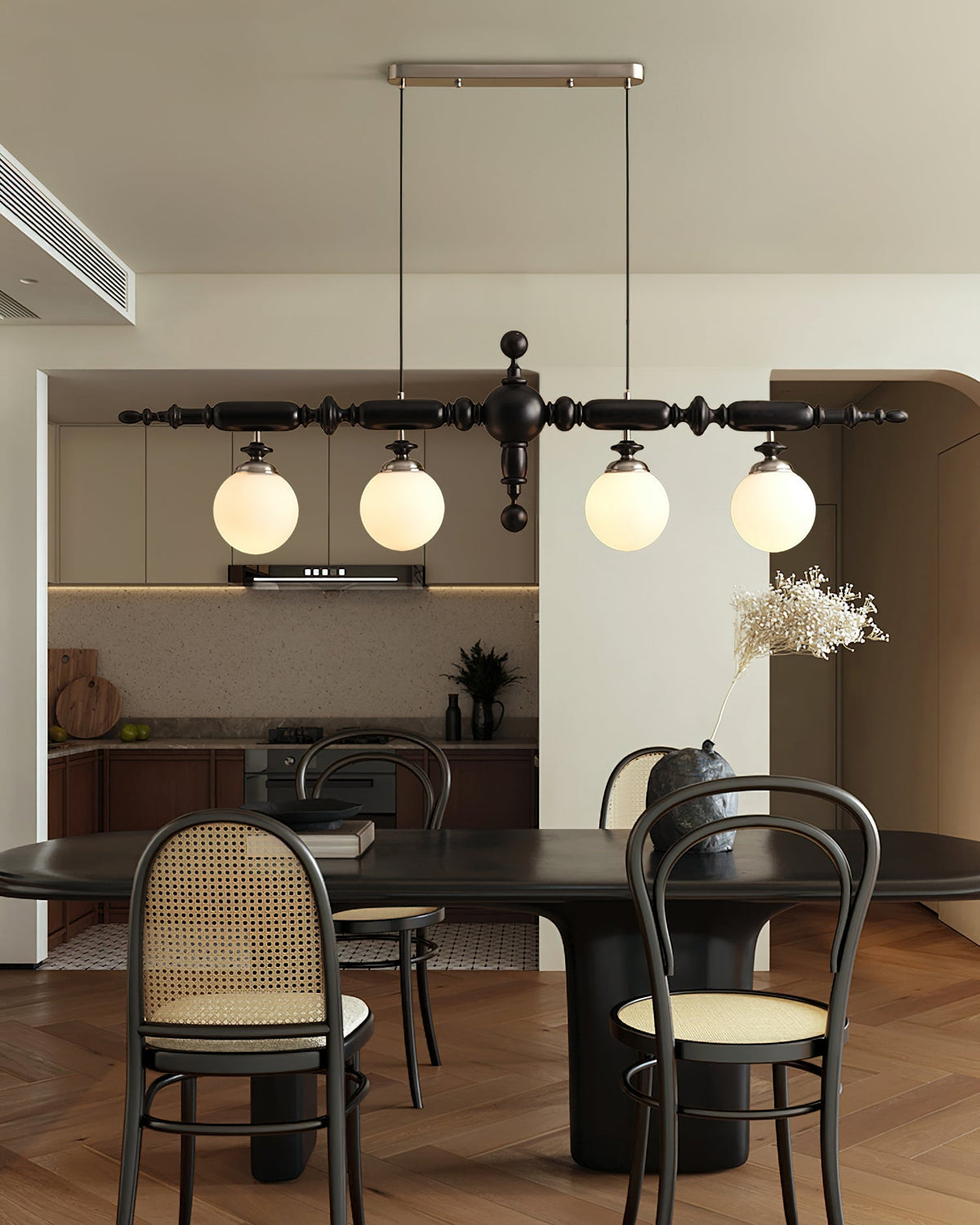 Isilira Classic Holz-Glas lineare Pendelleuchte