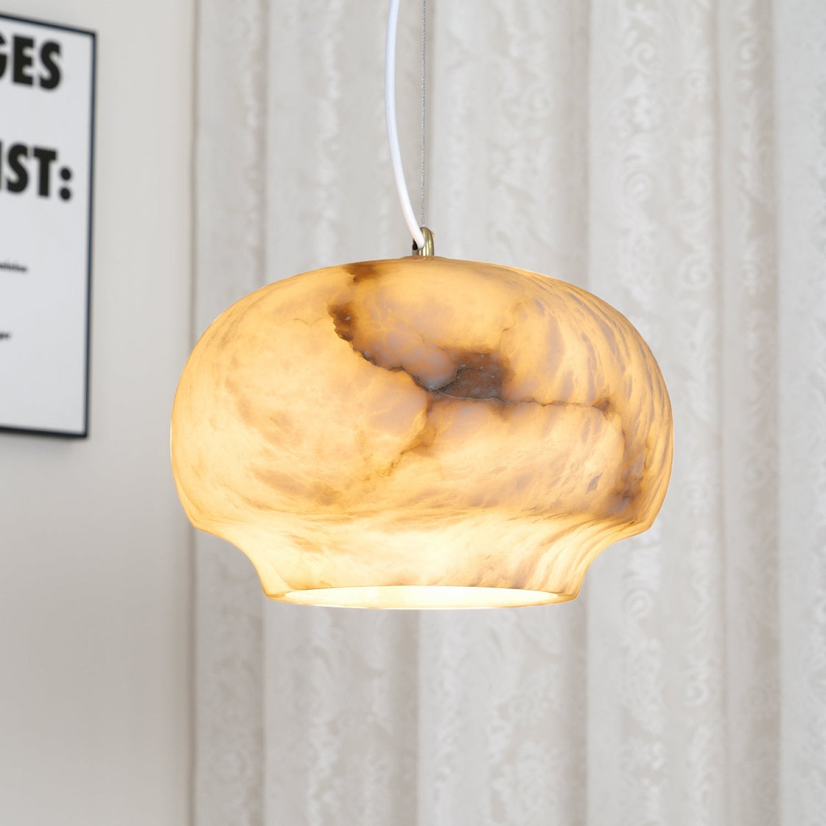 Thalia Minimalistische Alabaster-Pendelleuchte