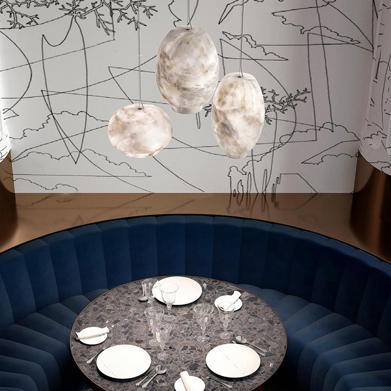 Thalia Minimalistische Alabaster-Pendelleuchte