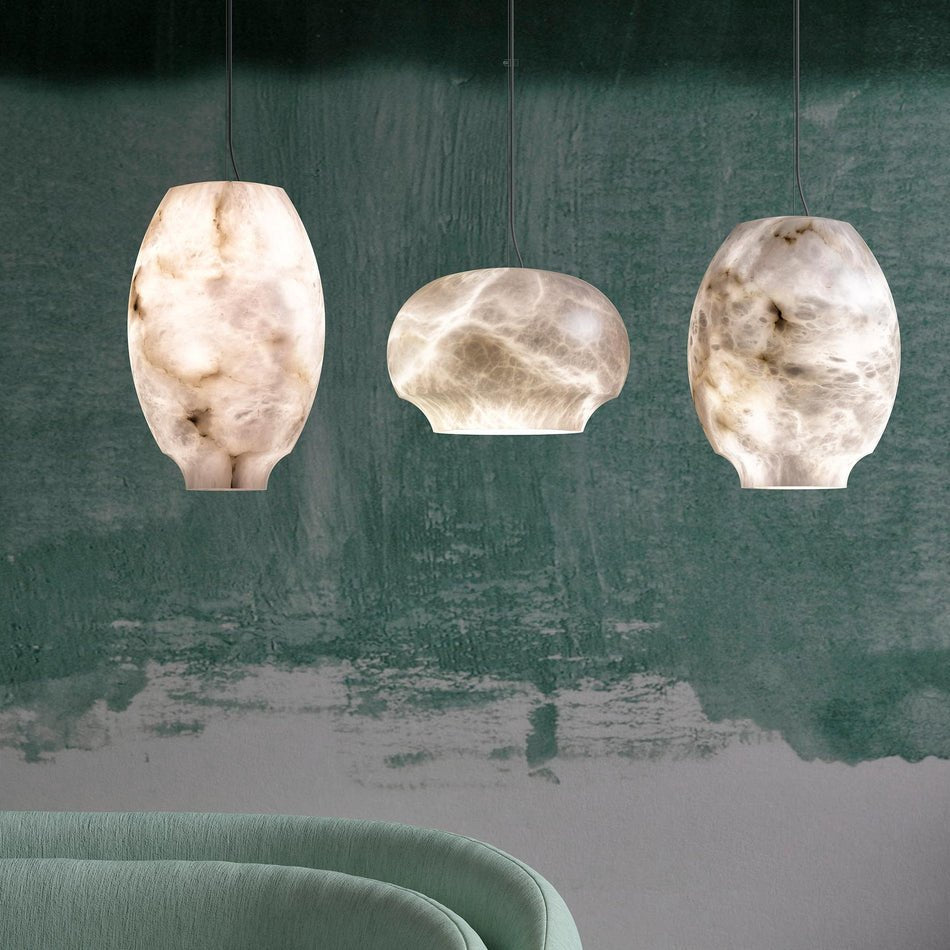 Thalia Minimalistische Alabaster-Pendelleuchte