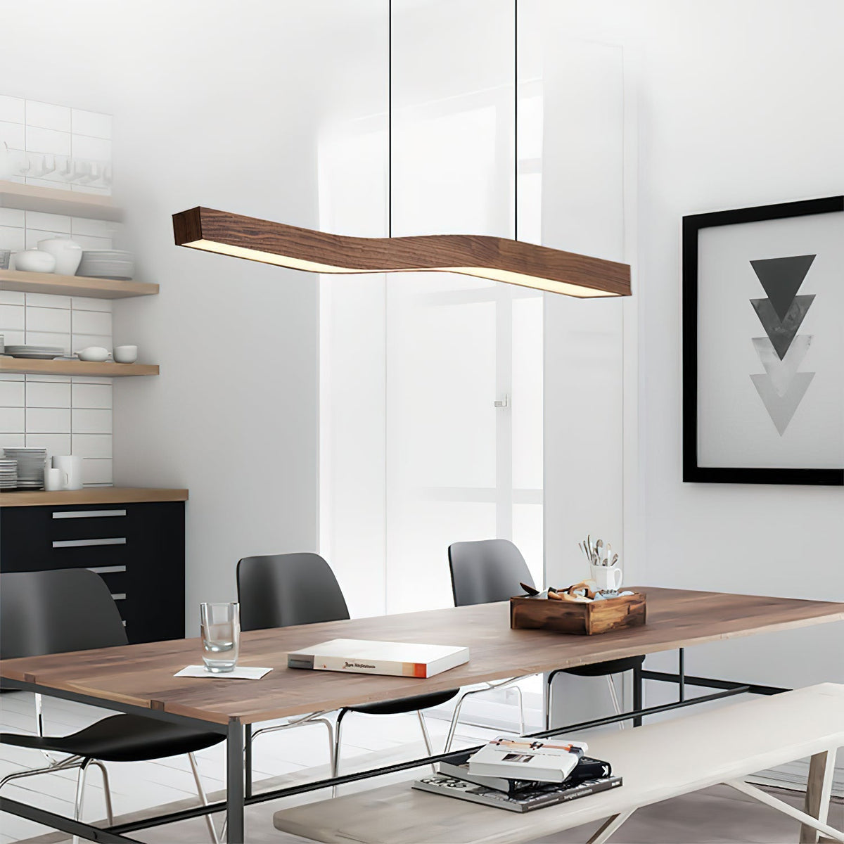 Ylen Nordische Pendelleuchte mit Nussbaum-Finish