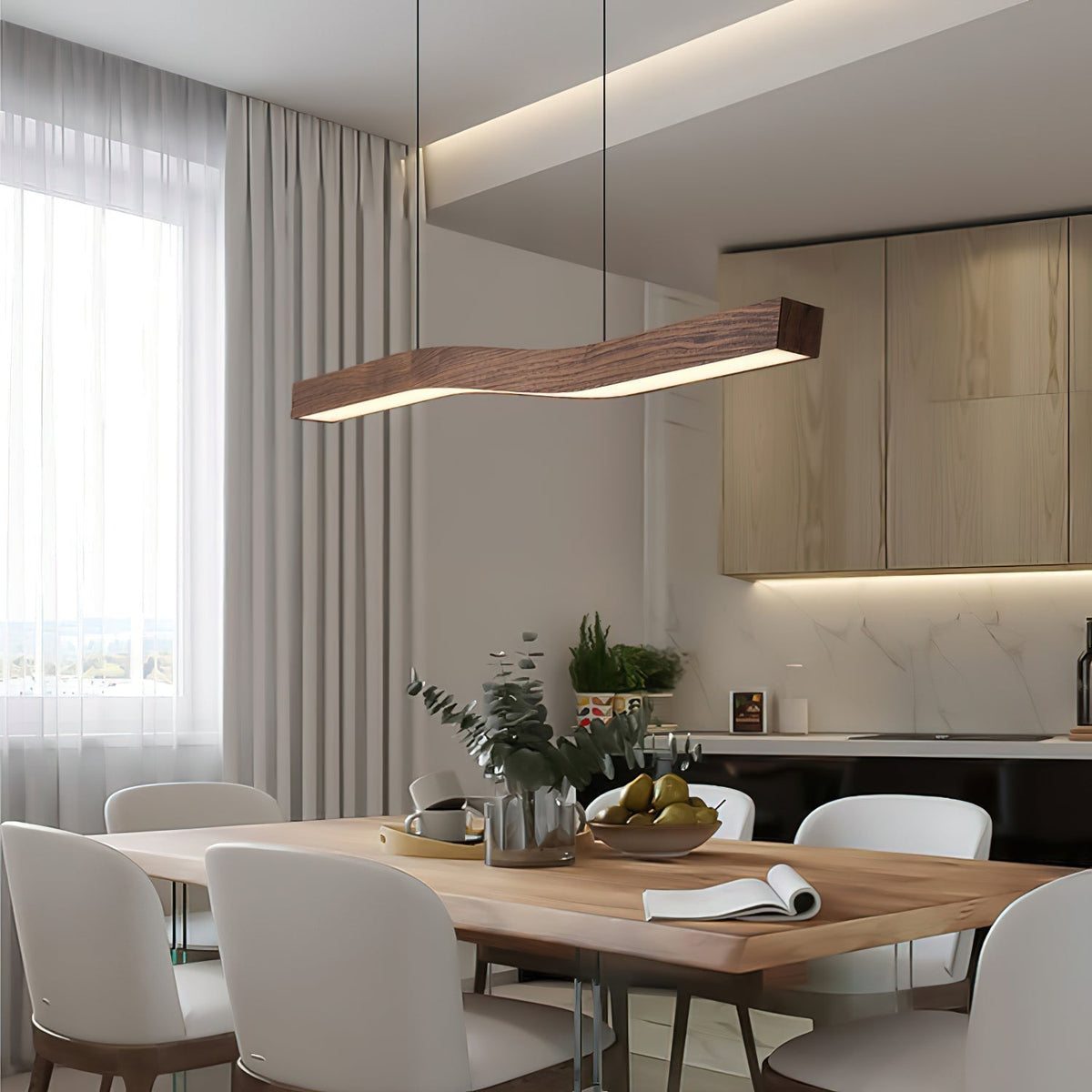 Ylen Nordische Pendelleuchte mit Nussbaum-Finish