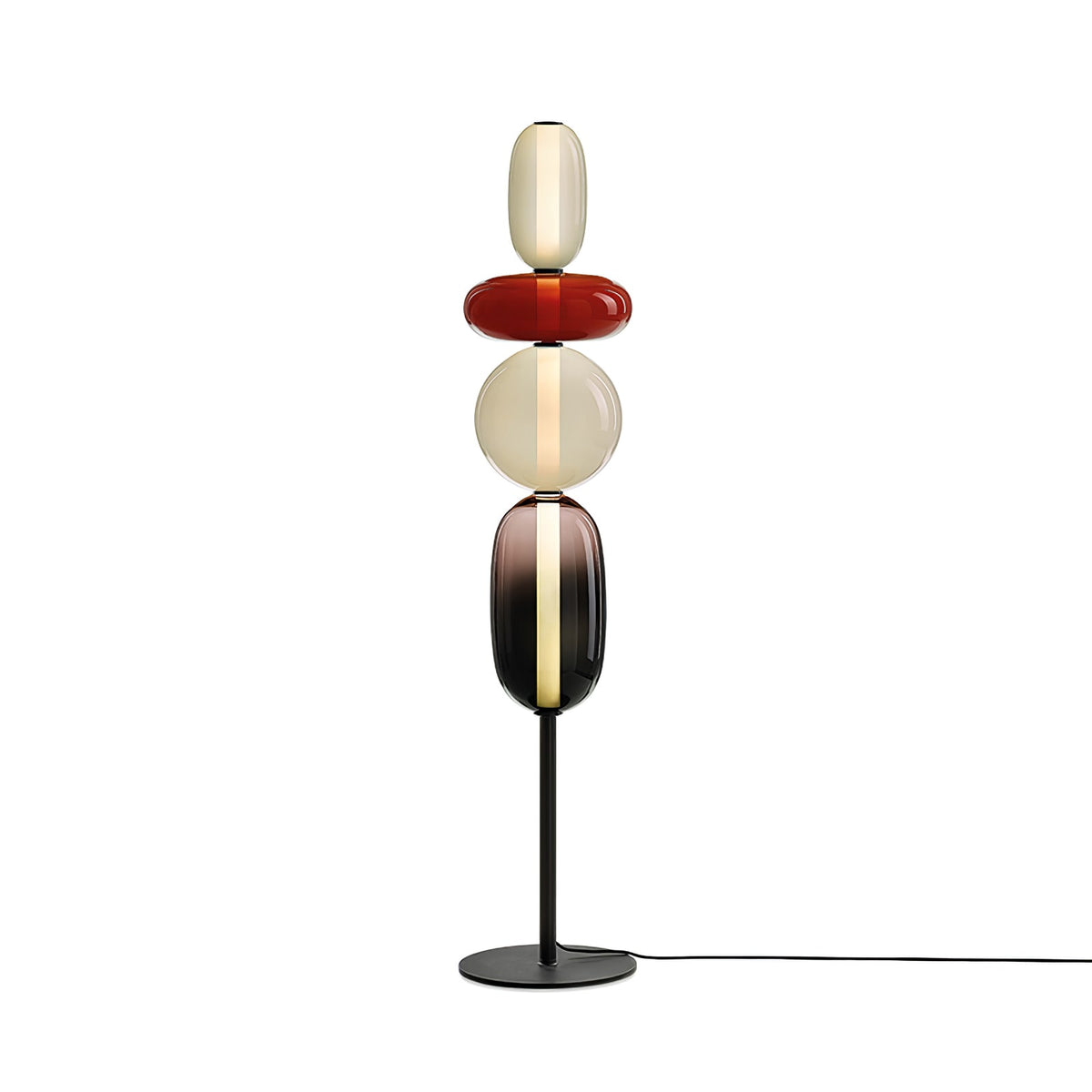Velarelle Stehleuchte aus Glas in Kieselsteinform