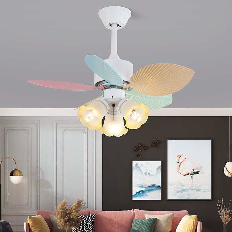 Celoia bunte Glas-Deckenventilator mit Beleuchtung