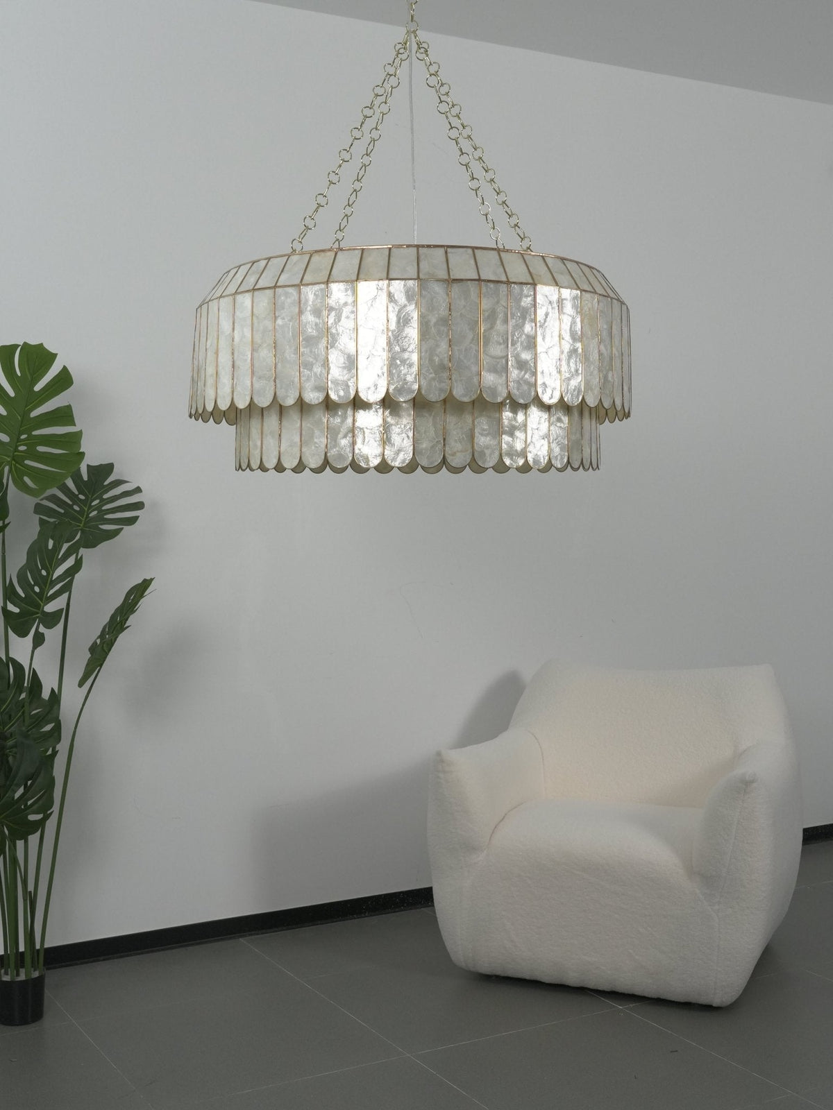 Holz Gold Muschel-Metall Aurelia Kronleuchter