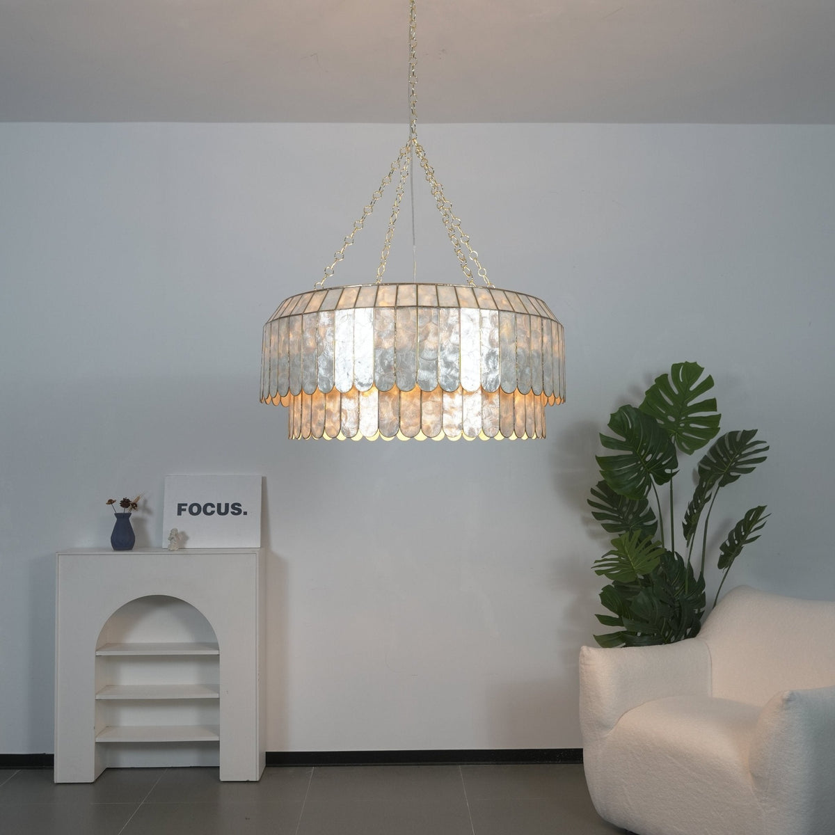 Holz Gold Muschel-Metall Aurelia Kronleuchter