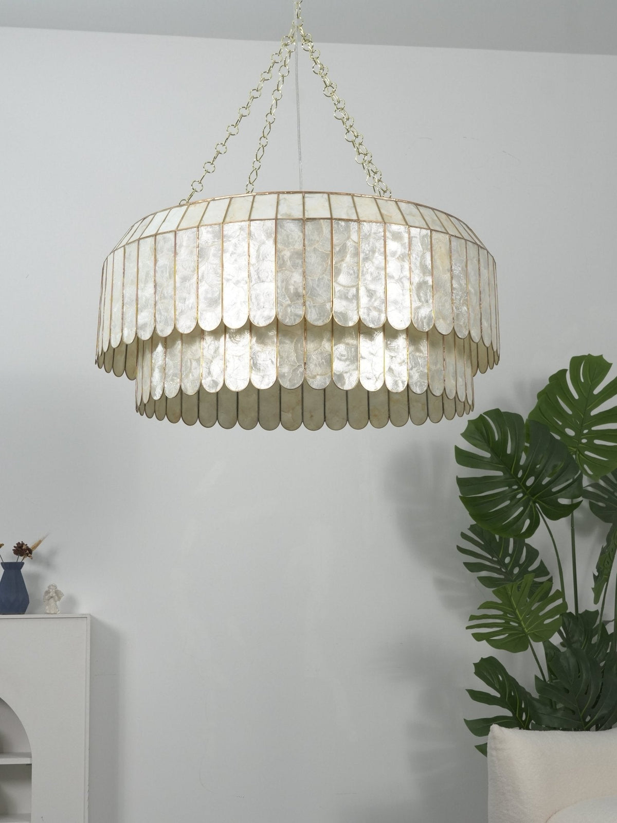 Holz Gold Muschel-Metall Aurelia Kronleuchter