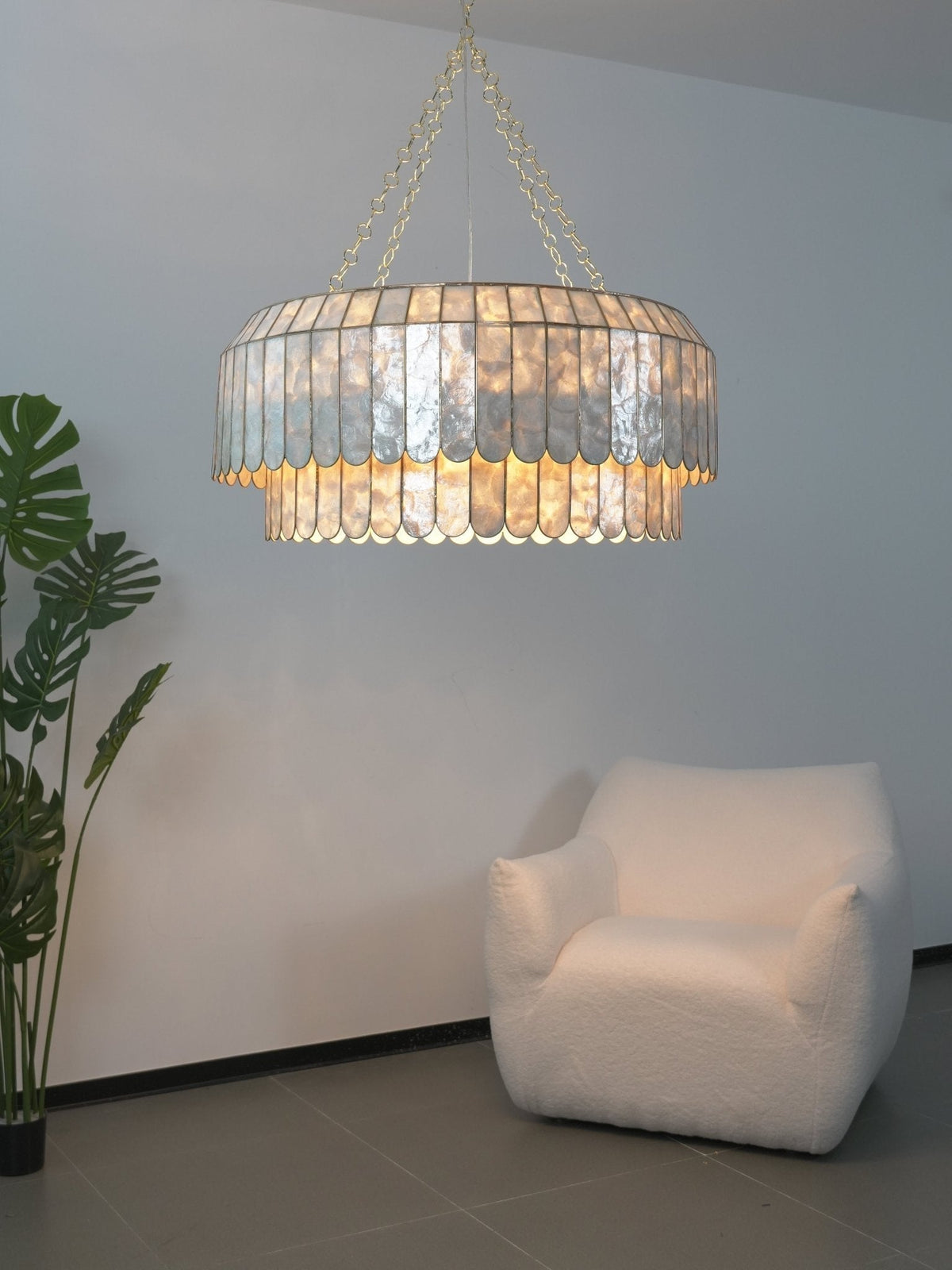 Holz Gold Muschel-Metall Aurelia Kronleuchter