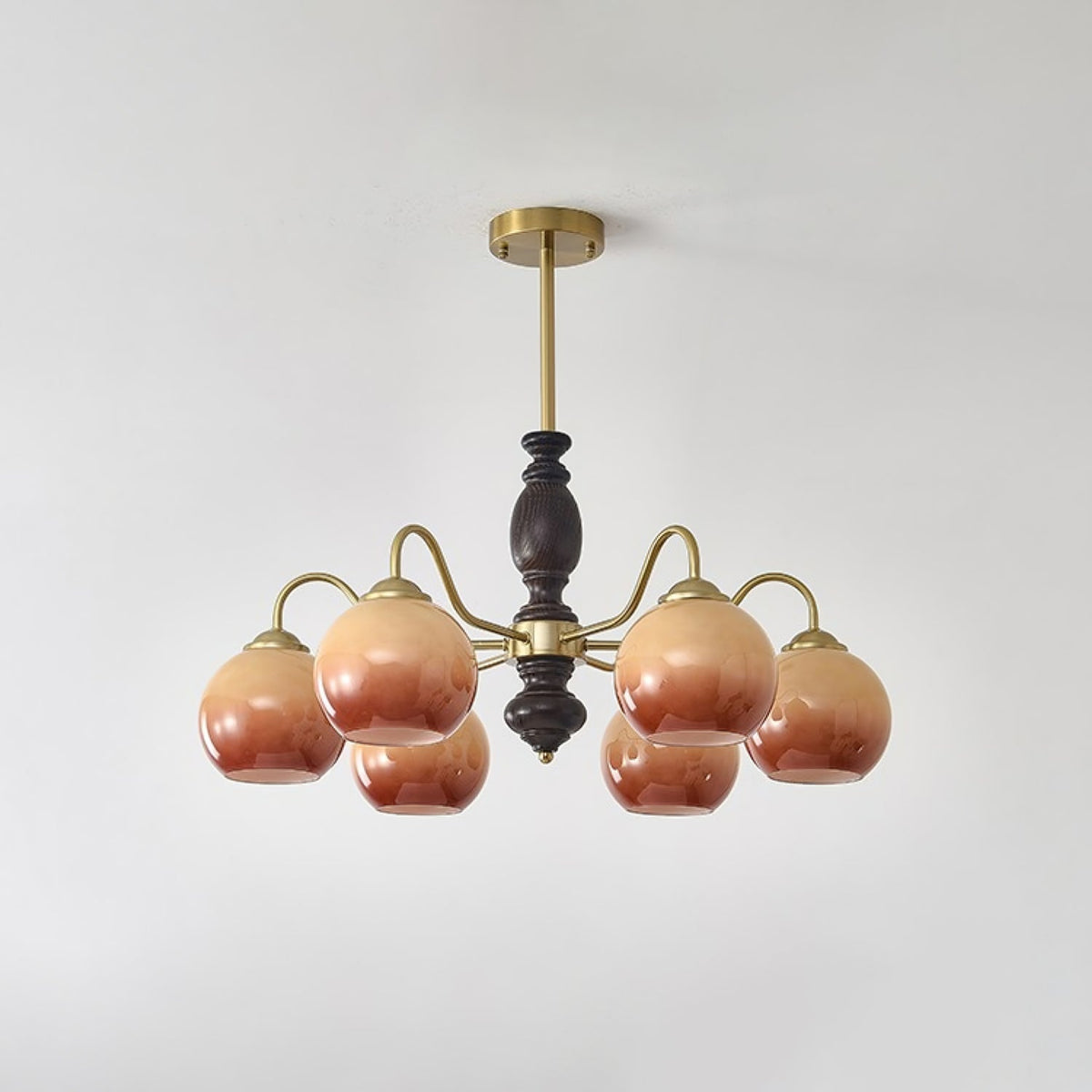 Reniian Kronleuchter Caramel Orb geschwungener Arm