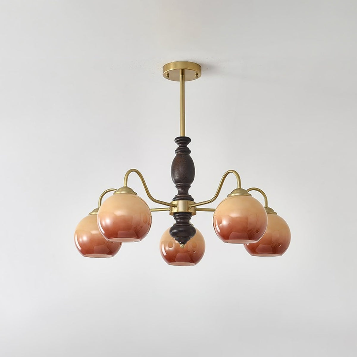 Reniian Kronleuchter Caramel Orb geschwungener Arm