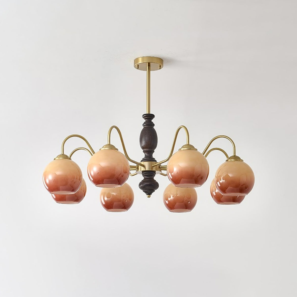 Reniian Kronleuchter Caramel Orb geschwungener Arm