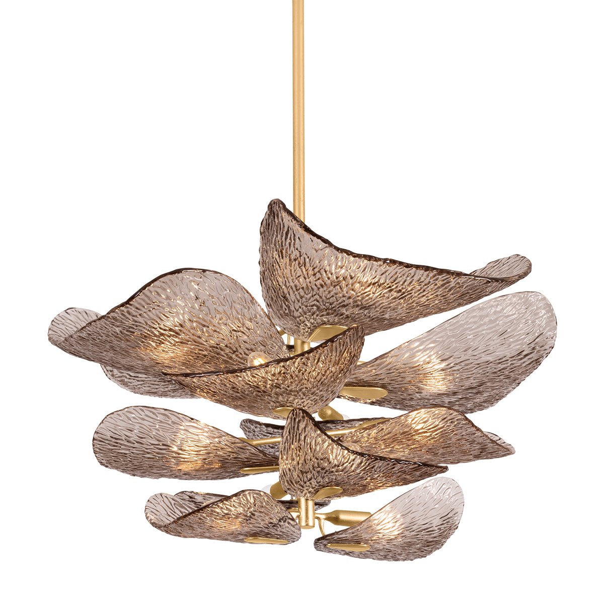 Celaline Kronleuchter Cardiff Piastra-Glasblätter in Bronze