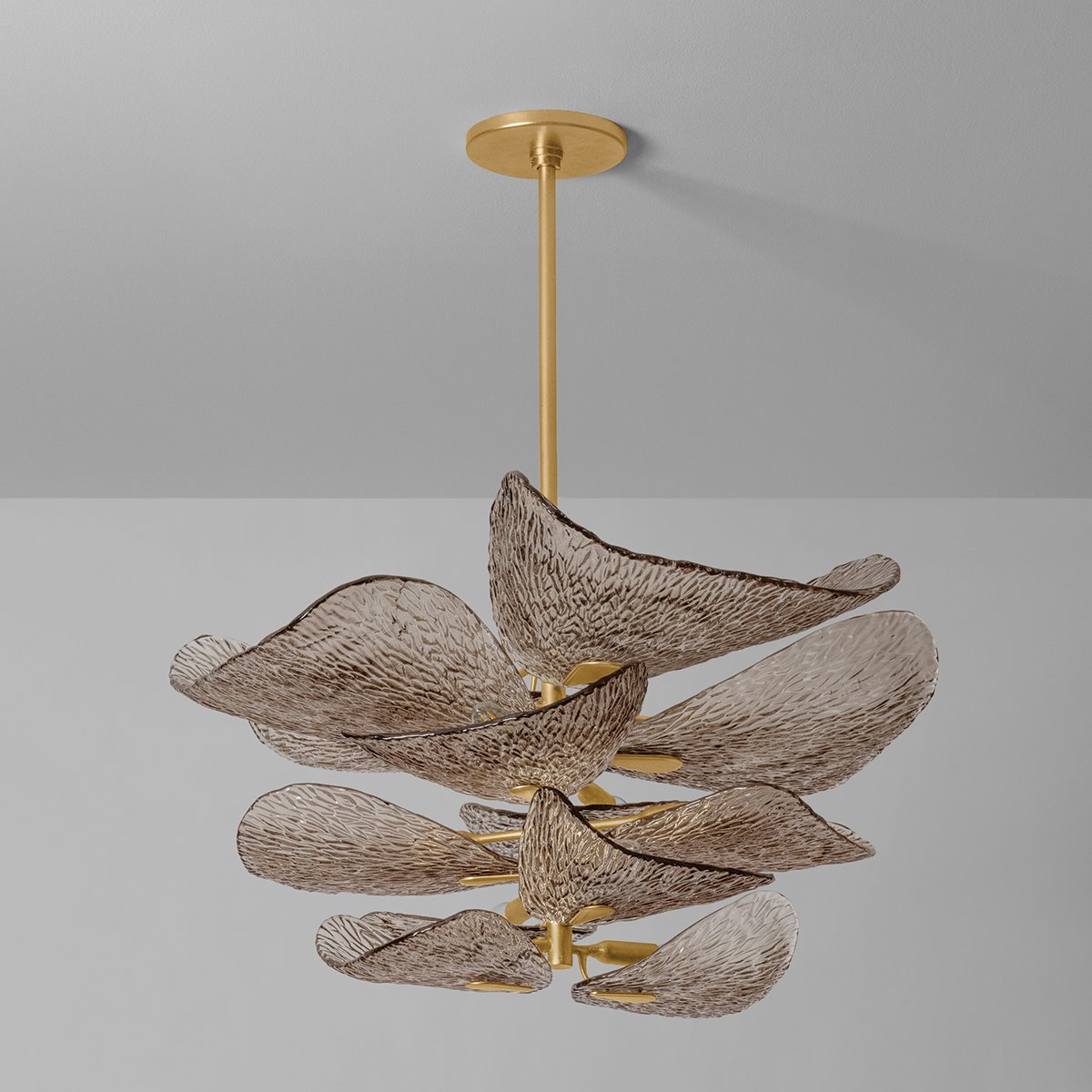 Celaline Kronleuchter Cardiff Piastra-Glasblätter in Bronze