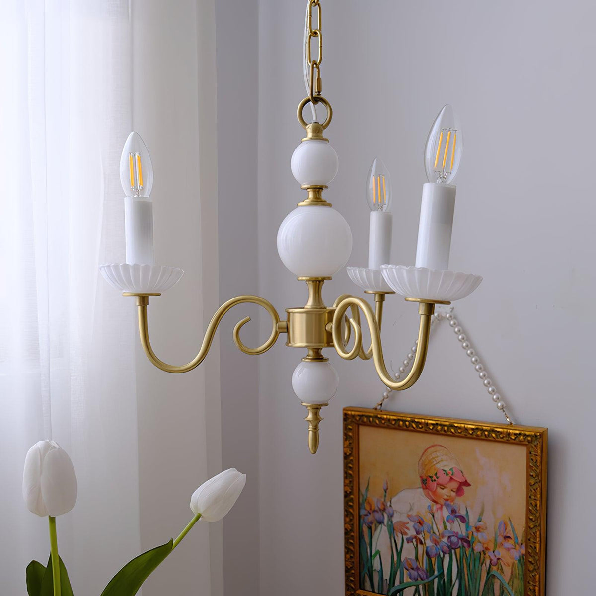 Oriirira Kronleuchter Carlita Gold moderne fünfarmig