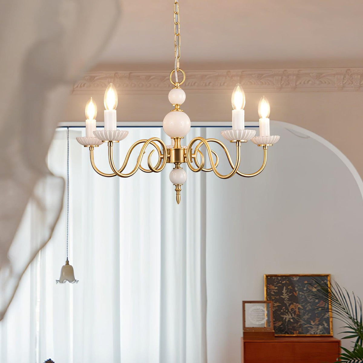 Oriirira Kronleuchter Carlita Gold moderne fünfarmig