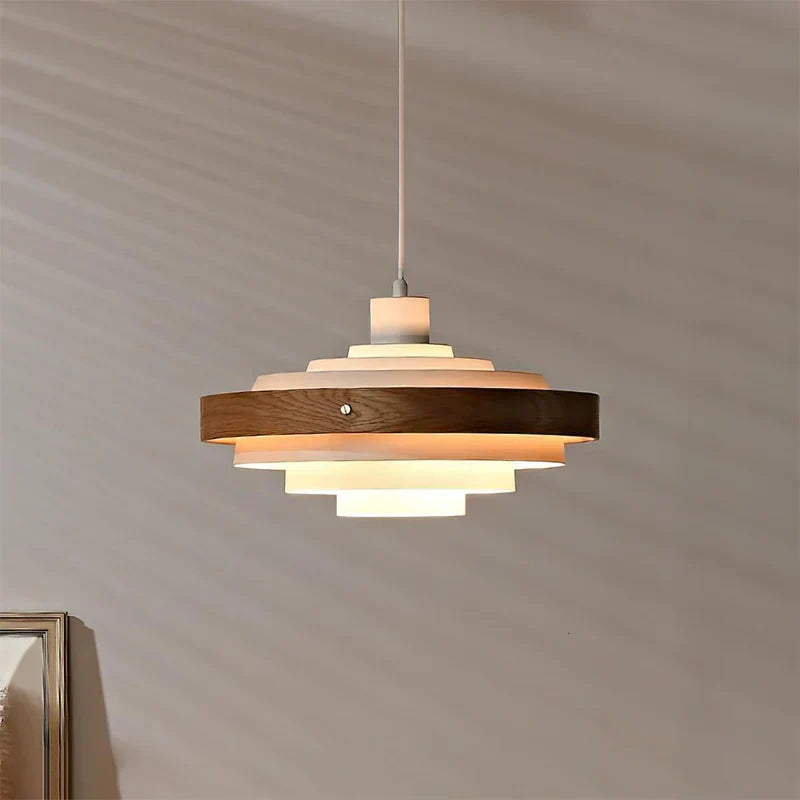 Muto Modern Round   Pendant Light  Wood