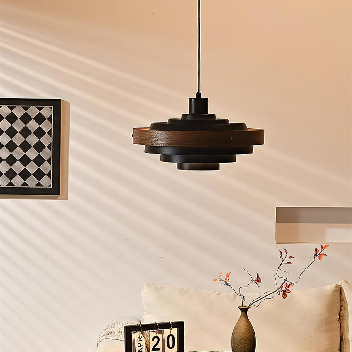 Muto Modern Round   Pendant Light  Wood