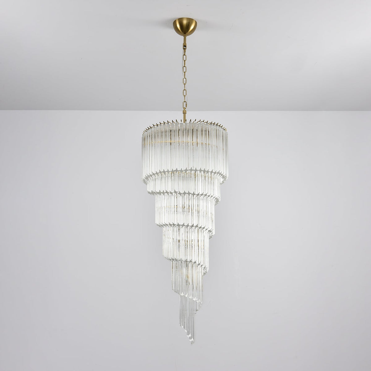Paisley Kronleuchter aus transparentem Glas in Spiralform